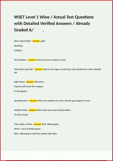 Wset Level 1 Wine Actual Test Questions With Detailed Verifi video