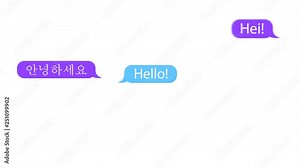 Speech Bubbles with the Word Hello in Different Languages. Welcome 4K Animated Background.