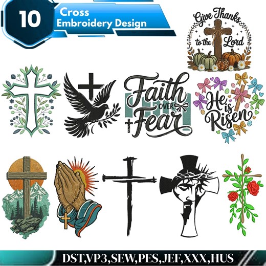 Christian Cross Embroidery Design Bundle 10  Faith Jesus Religious Patterns, Bible Quotes Dove Prayer Machine Embroidery Instant Download - Etsy