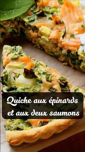 Spinach and 2 salmon quiche, gluten-free and lactose-free, the recipe in the comments