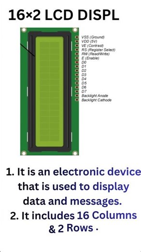 16×2 LCD Pin Configuration|Pin Names and Functions|VSS, VDD, RS, RW, EN