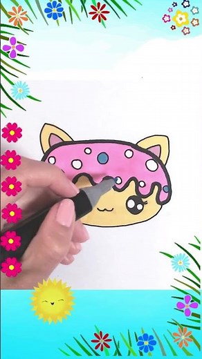 KAWAII Comment dessiner et colorier. dessin facile. #shorts donut 🍩