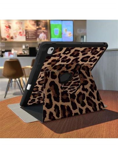 1 Piece, Pen Slot + 720° Rotating IPad Tablet Case Pro 2024 13-Inch/5th/6th/7th/Air6 2024 4th/5th/8th/9th/10th Case, Hollow LOGO Hole, PU Leather Anti-Fall And Shockproof, Automatic Wake-Up/Sleep, Pink And Brown Leopard Pattern, Hard Back And Soft Edge Design, With Support Slot. Material: Acrylic Sheet With A Thickness Of About 1.5MM, Purchase According To Needs (Please Read The Instructions Before Ordering!) | SHEIN