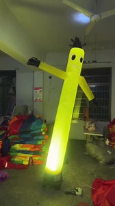 10FT Air Inflatable Waving Tube Man Set with Blower & Spotlight, Air Puppet Dance Artist for Mall Opening, Amusement Park, Outdoor Decoration，Yellow