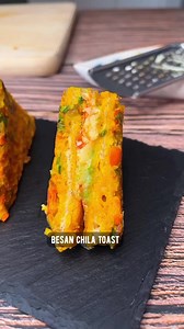 BESAN CHILLA TOAST Long weekend, Instant high protein food with tons of vegetables - that’s my definition of a healthy lifestyle. Here is Besan Chila Toast- Bread soaked in Besan Chilla Mix and double quantity of veggies. Recipe is very easy - - take 1 cup besan - add 2 cups of veggies (chopped coriander leaves, onion, carrots, tomatoes, green chillies) - 1 tsp Ajwain, 1 tsp coriander powder, 1 tsp red chili powder and 1/2 tsp turmeric powder - And some salt - Mix everything & add water to make 