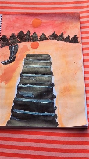 beautiful sunset painting idea for beginners 😊🖼️🖌️🎨