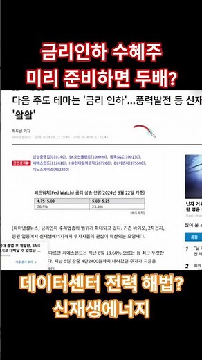 🔥금리인하 수혲 미리 준비하면 두배? 데이터센터 전력 해법은? 신재생에너지🔥#한화솔루션#씨에스윈드#두산퓨얼셀#두산에너빌리티#에스퓨얼셀#신성이엔지#OCI#대명에너지#유니슨#한화비전