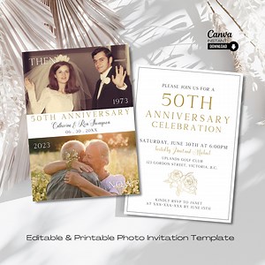 50th Anniversary Invitation Template: Golden Celebration (canva Editable, Printable) - Etsy