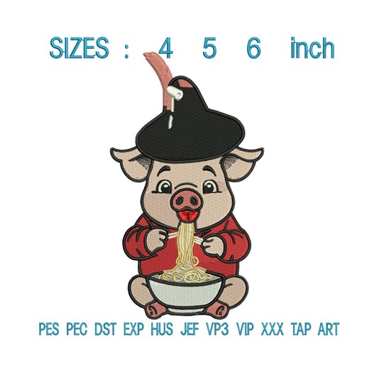 Pig Embroidery Design | Chef Hat Animal Pattern | Spaghetti Italian Dinner Motif | Farm Kitchen Stitch - Etsy UK