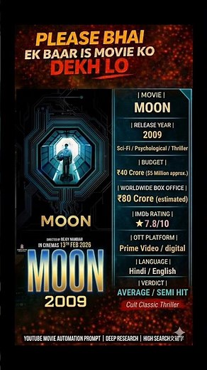 Moon (2009) Movie Review Hindi | Hit or Flop | Budget & Box Office | IMDb Rating