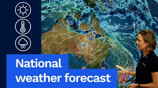 National Weather Forecast: Warm in the south-east and storms in the north. Video current: 1:30pm AEDT 02 February 2026. For the latest forecasts and warnings, go to www.bom.gov.au or the BOM Weather app. | Bureau of Meteorology