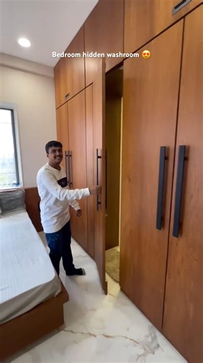 Bedroom hidden bathroom #interiormaster #glasspartition #interior444 #homedecor