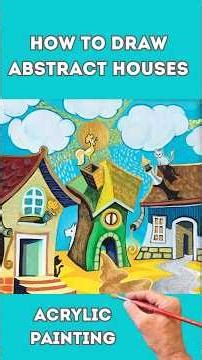 How to draw Abstract Houses with Acrylic?#art#painting#shorts
