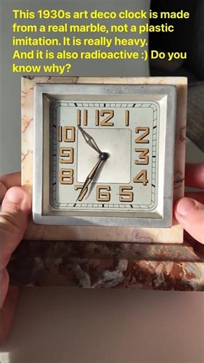 ☢ Radioactive 1930s Art Deco Marble Clock | Radium Dial
