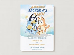 Blue Dog Birthday Invitation | Cartoon Puppy Party | Canva Editable, Digital Download - Etsy Canada