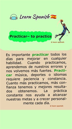 Practicar - to practice 🇪🇸 | 🎧 Learn Spanish 🇪🇸 #learnspanish #spanishlanguage #learnspanishonline #learnspanishfast | learn Spanish