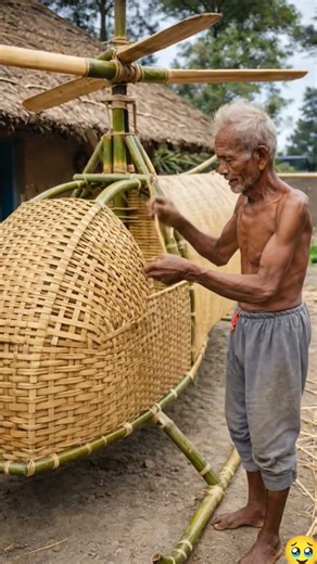 Old Nepali Man Builds Mini Bamboo Helicopter by Hand 🚁 | Incredible Village Talent!