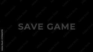Text Animation with RGB Glitch on RGB + Alpha, Save Game Interface Element for Video Games and Digital Applications.