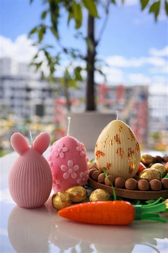 Handmade Easter Egg Candles | Bunny, Ribbed, Floral Soy Wax Set (pastel) - Etsy