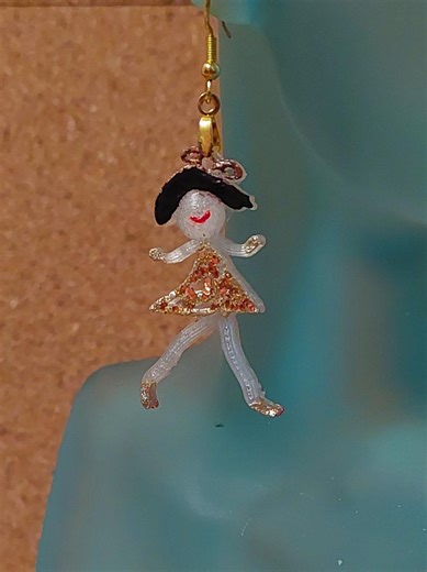 Hand Painted 3D Printed Earrings. Dazzlingdancer/goldsilver - Gold Stainless Steel Ear Wires - Etsy