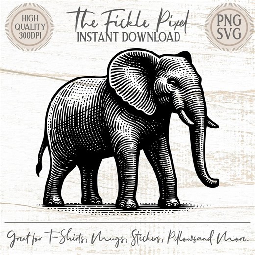 Vintage Elephant SVG PNG Clipart | Majestic Wildlife Art | Woodcut Style Digital Download | DIY Crafts - Etsy Australia