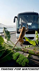 The monkey pushes a banana tree to save everyone on the bus 😭 #AI #monkey #rescue #trendingreelsvideo #reelsvideo | KIDS TV