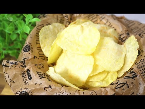 電子レンジで揚げないポテトチップスの作り方 Non-Fried Potato Chips Recipe［ASMR有］【パンダワンタン】#StayHome#WithMe
