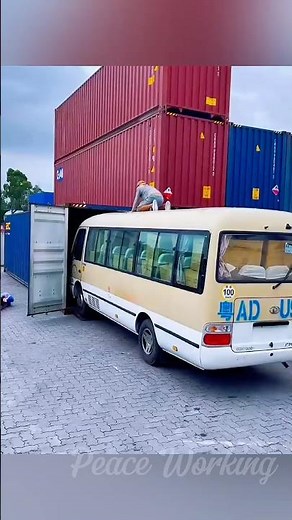 THE TIGHTEST FIT! Driving A Full-Sized Bus Into A Shipping Container 🚌📦