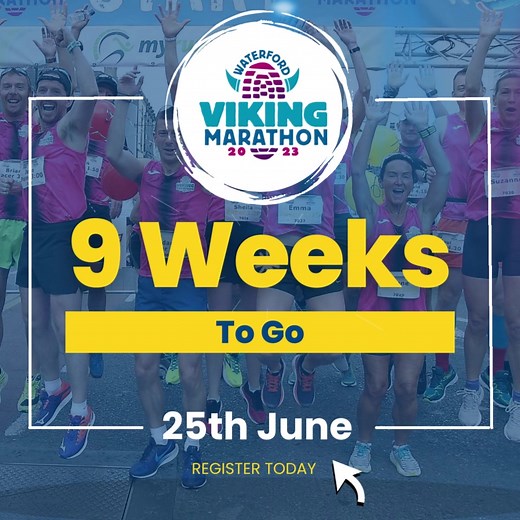 9 weeks until race day! Whether you're a seasoned runner or just starting out, there's still plenty of time to get in shape for the Waterford Viking Marathon. Sign up now and let's do this! https://eventmaster.ie/event/O35JCpmH0Z #WaterfordVikingMarathon #WVM2023 #ChallengeAccepted | Waterford Viking Marathon