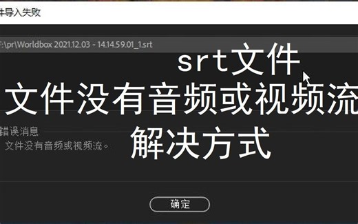 srt导入pr丨文件没有音频或视频流解决方式