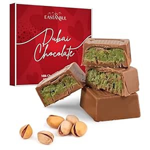 Eastanbul Dubai Chocolate Bar Pistachio, 11.3oz, Premium Pistachio Dubai Chocolate Bar, 16 Pieces Bites with Shredded Phyllo Dough, Knafeh, Viral Candy, Valentines Day Gift