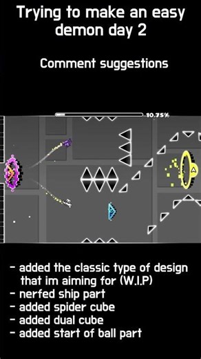 day 2 of trying to make an easy demon #leveldesign #gdmeme #geometrydash #gdupdate #gd #gaming #fun