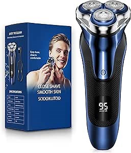 Electric Razor for Men, Electric Shaver for Men Face, Waterproof Wet Dry Rechargeable Shaver with Pop Up Trimmer, Deep Blue