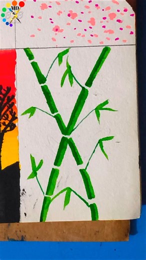 Satisfying brush pen art | Easy bamboo tree d 🎋 #drawing #brushpen #shorts