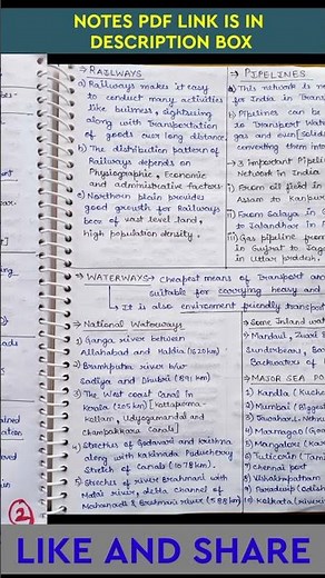 Lifelines of National Economy Class 10 Geography hand notes in English #shorts #notes #class10 #cbse