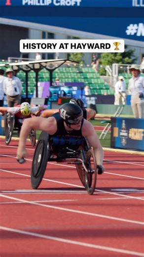 For the first time in history, the national collegiate wheelchair championships in the 100m were held at the #NCAATF Division I Outdoor Championships 🏆 Hear from @evancorrell of @illinitrackxc after he became the first-ever National Collegiate Wheelchair Champion! | Team USA