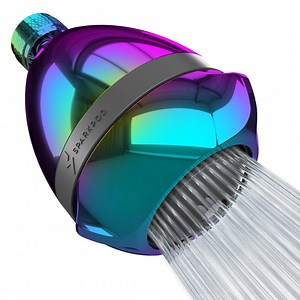 SparkPod High Pressure Shower Head, Rain, Massage & Pulsating Modes, Wall Mount Showerhead (Rainbow)