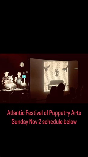 Last day of the inaugural Atlantic Festival of Puppetry Arts @rosscreek Artist Talks, Community Arts Day and an Exhibition… Inspiration, Food for thought and beautiful puppets! A great way to spend a Sunday Info here https://artscentre.ca/whats-on/puppetry-festival/ #afpa2025 #atlanticpuppetcollective #puppetsymposium | Walking Wood Puppet Company