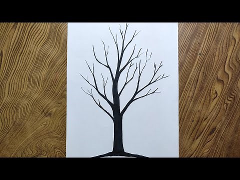 How to draw tree silhouette step by step