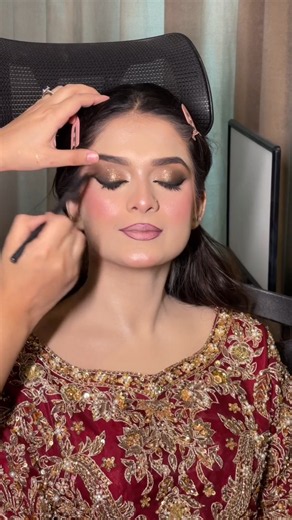 Pakistani Bridal Glam Makeup ✨ Golden Smokey Eyes Tutorial 💄 Soft Glam Look #makeup