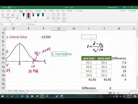 Matched Pairs - Full Hypothesis Test using the Test Statistic