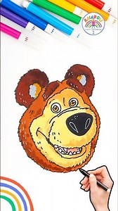 Draw Masha and the Bear | Draw Cute Bear from Masha 🌈👧🏼🐻 #masha #drawing #shorts #bear