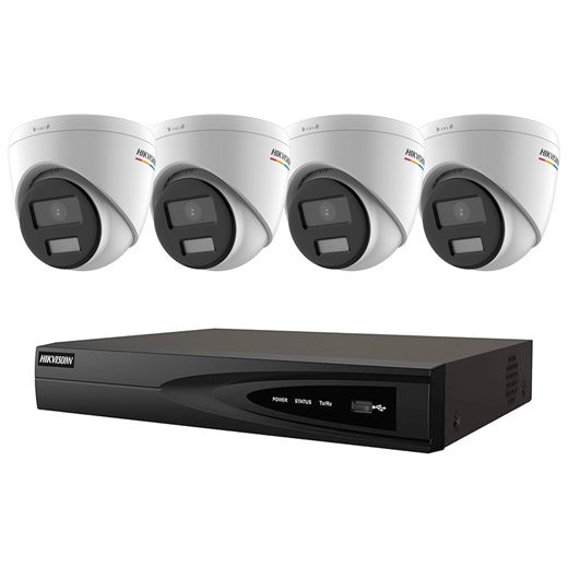 Hikvision IP Security Camera System 4K NVR PoE 1TB, 4-Camera 4MP ColorVu Turret, EKI-K41T44C Surveillance Kit
