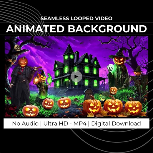 Spooky Halloween Stream Background HD | Animated Haunted House Loop for Twitch, OBS, Vtubers | Digital Gaming Overlay - Etsy