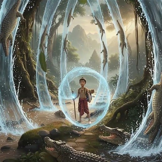 using water energy to get out crocodile at Brantas river #animation #majapahit #indonesia