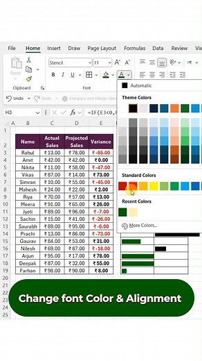 Variance Chart Made Simple 📊 #ExcelTips #VarianceChart #DataAnalysis #ExcelSkills #SpreadsheetTricks #EducationSupport #personalgrowth | KASH
