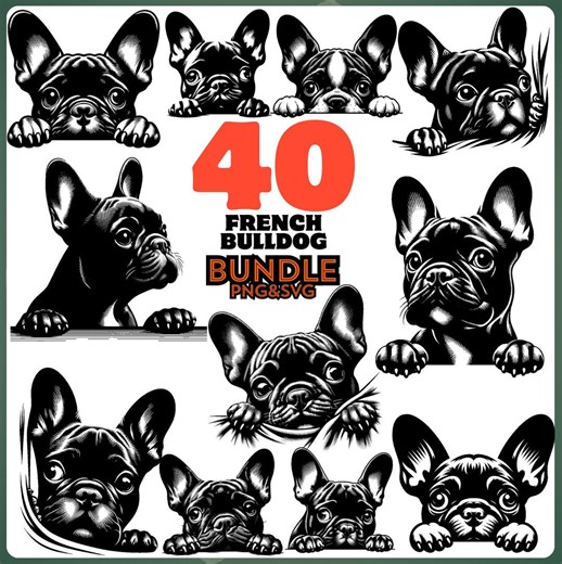 Peeking French Bulldog Outline Silhouette | Funny Frenchie SVG PNG | Dog Line Art - Digital Downloads - Etsy