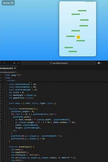 Doodle Jump Clone in JavaScript 🦘 | Build a Vertical Platformer with Smooth Physics