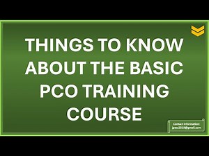 Things to Ponder about the Basic PCO Training Course