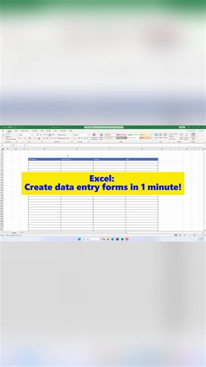 Excel: Create data entry forms in 1 minute! #techtips #howto #excel #fyp #foryou